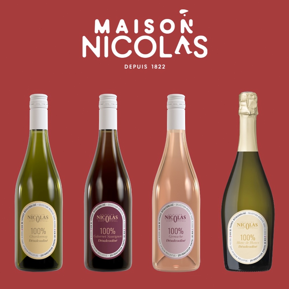 logo Maison Nicolas et bouteilles de sans alcool